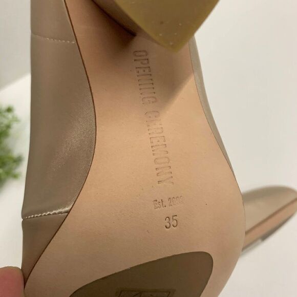 $395 Opening Ceremony Dylan Satin Leather Booties 35EU 5US Tan Champagne - Picture 10 of 11